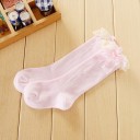 Chaussettes montantes pour filles avec volants et nœud 12