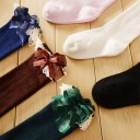 Chaussettes montantes pour filles avec volants et nœud 4