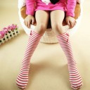 Chaussettes montantes rayées pour filles avec nœuds 2