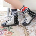 Chaussettes montantes rayées pour filles avec nœuds 5