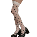 Chaussettes montantes transparentes avec motif à pois taille universelle élasthanne nylon blanches pour un style japonais 3