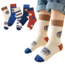 Chaussettes pour enfants garçons 5 paires Chaussettes colorées avec motifs de chiens Chaussettes douces en acrylique pour enfants Bord 3