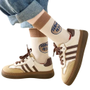 Chaussettes pour enfants garçons 5 paires Chaussettes colorées avec motifs de chiens Chaussettes douces en acrylique pour enfants Bord 4