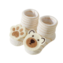 Chaussettes pour enfants unisexes 4 paires Chaussettes unies avec motif d'ours en peluche Coton polyester élasthanne Chaussettes douces 3