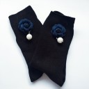 Chaussettes pour femmes avec rose et perle 2