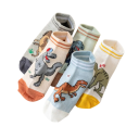 Chaussettes pour garçons 5 paires Chaussettes colorées avec motifs de dinosaures Polyester élasthanne Chaussettes élastiques et confortables 2