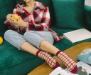 Chaussettes transparentes à carreaux pour femmes A1052 1