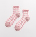 Chaussettes transparentes à carreaux pour femmes A1052 3