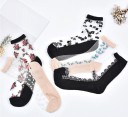 Chaussettes transparentes pour femmes avec des fleurs - 10 paires 3