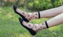 Chaussettes transparentes pour femmes avec des fleurs - 10 paires 4