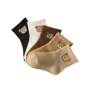 Chaussettes unisexes pour enfants 5 paires Chaussettes colorées avec motif d'ours en polyester chaudes et élastiques pour enfants 3