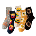 Chaussettes unisexes pour enfants 5 paires Chaussettes colorées avec motifs alimentaires Polyester élasthanne Chaussettes élastiques 1