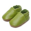 Chaussons pour enfants en cuir PU Modèle à enfiler avec élastique autour de l'ouverture Semelle lisse Sans fermeture Baskets 12