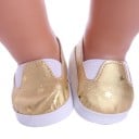 Chaussures à enfiler pour poupée jusqu'à 43 cm au style de baskets Tige ornée d'étoiles brillantes Languette au talon Semelle crantée 5