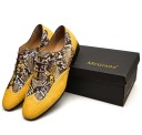 Chaussures à lacets pour hommes - cuir de serpent jaune 1