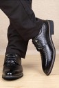 Chaussures à lacets pour hommes en design de cuir de serpent J1509 5