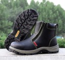 Chaussures de sécurité à tige montante avec pointe en acier Pour le travail avec des risques mécaniques Fermeture éclair latérale Cuir et cuir PU 7