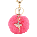 Chaveiro com bola de pelúcia e bailarina 8 cm Liga metálica Pelúcia Acessório elegante para chaveiro, mala, mochila 6