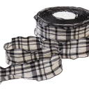 Checked Decorative Ribbon 4 cm Length 91 cm Cotton-Polyester Fabric Tape with Wavy Edge Decorative Trim for Sewing and Decoration 1