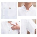 Chef's Tunic Short Sleeve Stand-Up Collar Buttons Pocket Polyester Workwear for Kitchen Gastronomic Clothing 4
