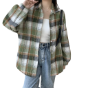 Chemise à carreaux élégante pour femme avec col Coupe ample avec fermeture à boutons Chemisier léger en polyester pour le travail et les loisirs 4