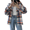 Chemise à carreaux élégante pour femme avec col Coupe ample avec fermeture à boutons Chemisier léger en polyester pour le travail 12