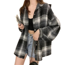 Chemise à carreaux élégante pour femmes avec col Coupe ample avec fermeture à boutons Blouse stylée en polyester léger pour un usage quotidien 9