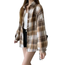 Chemise à carreaux élégante pour femmes avec col Coupe ample avec fermeture à boutons Blouse stylée en polyester léger pour un usage quotidien 8