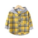 Chemise à carreaux pour enfants avec capuche en coton et polyester Veste pour filles et garçons pour le printemps et l'automne Manches longues Veste élégante à boutons 7