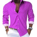 Chemise à rayures pour homme à coupe ajustée avec manches longues et rayures verticales étroites à col classique 10