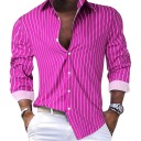 Chemise à rayures pour homme à coupe ajustée avec manches longues et rayures verticales étroites à col classique 9