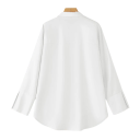 Chemise ample pour femme à manches longues avec patte de boutonnage cachée, col classique, large poignet et dos arrondi allongé 5