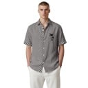 Chemise d'été pour homme unie à manches courtes avec un petit imprimé de palmiers sur la poitrine avec un col classique et des boutons 2