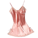 Chemise de nuit en satin pour femmes avec dentelle Chemise unie élégante avec décolleté en V Polyester léger Taille universelle Différentes couleurs 2