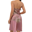 Chemise de nuit pour femmes avec imprimé floral Sexy décolleté en V avec bretelles spaghetti Chemise de nuit unie légère en polyester doux 14