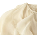 Chemise élégante pour femme semi-transparente avec volants et décolleté en V Manches longues Fermeture à boutons Blouse unie en polyester 13