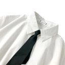 Chemise élégante pour femmes à manches courtes Blouse unie avec col et cravate noire Fermeture à boutons Top léger en polyester 6