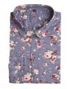 Chemise en coton pour femmes avec imprimé floral Col classique Boutonnage sur toute la longueur Motif de roses et de feuilles sur toute 2