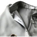 Chemise en satin élégante pour femmes avec col Coupe ample avec boutons Blouse unie en polyester Top stylé pour le travail 13