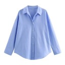 Chemise longue élégante pour femme avec col et boutons Coupe longue à manches longues Chemisier élégant pour le travail et les loisirs 2