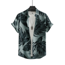 Chemise pour homme à manches courtes Imprimé tropical palmiers Fermeture à boutons Col en V Style d'été Polyester et spandex 2