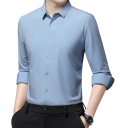 Chemise pour homme à manches longues Unie Boutonnage Col en V Spandex et polyamide Coupe confortable Toute l'année 21