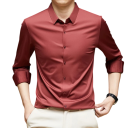 Chemise pour homme à manches longues Unie Boutonnage Col en V Spandex et polyamide Coupe confortable Toute l'année 20