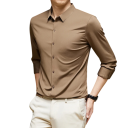 Chemise pour homme à manches longues Unie Boutonnage Col en V Spandex et polyamide Coupe confortable Toute l'année 11