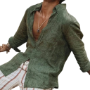 Chemise pour homme à manches longues Unie Coton et polyester Poche Fermeture à boutons avec col Coupe classique 2