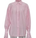 Chemise transparente élégante pour femme à manches longues Blouse unie en polyester avec des manches évasées et un col Top stylé à boutons 1