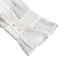 Chemise transparente élégante pour femme à manches longues Blouse unie en polyester avec des manches évasées et un col Top stylé à boutons 9