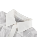 Chemise transparente élégante pour femme à manches longues Blouse unie en polyester avec des manches évasées et un col Top stylé à boutons 11