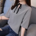 Chemisier à carreaux pour femmes avec nœud B185 4