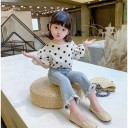 Chemisier à pois et jeans pour filles 3
